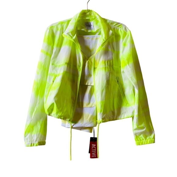 Guess Matching Workout Set Windbreaker Leggings Sports Bra Citrus yellow sz M/L - Picture 1 of 10